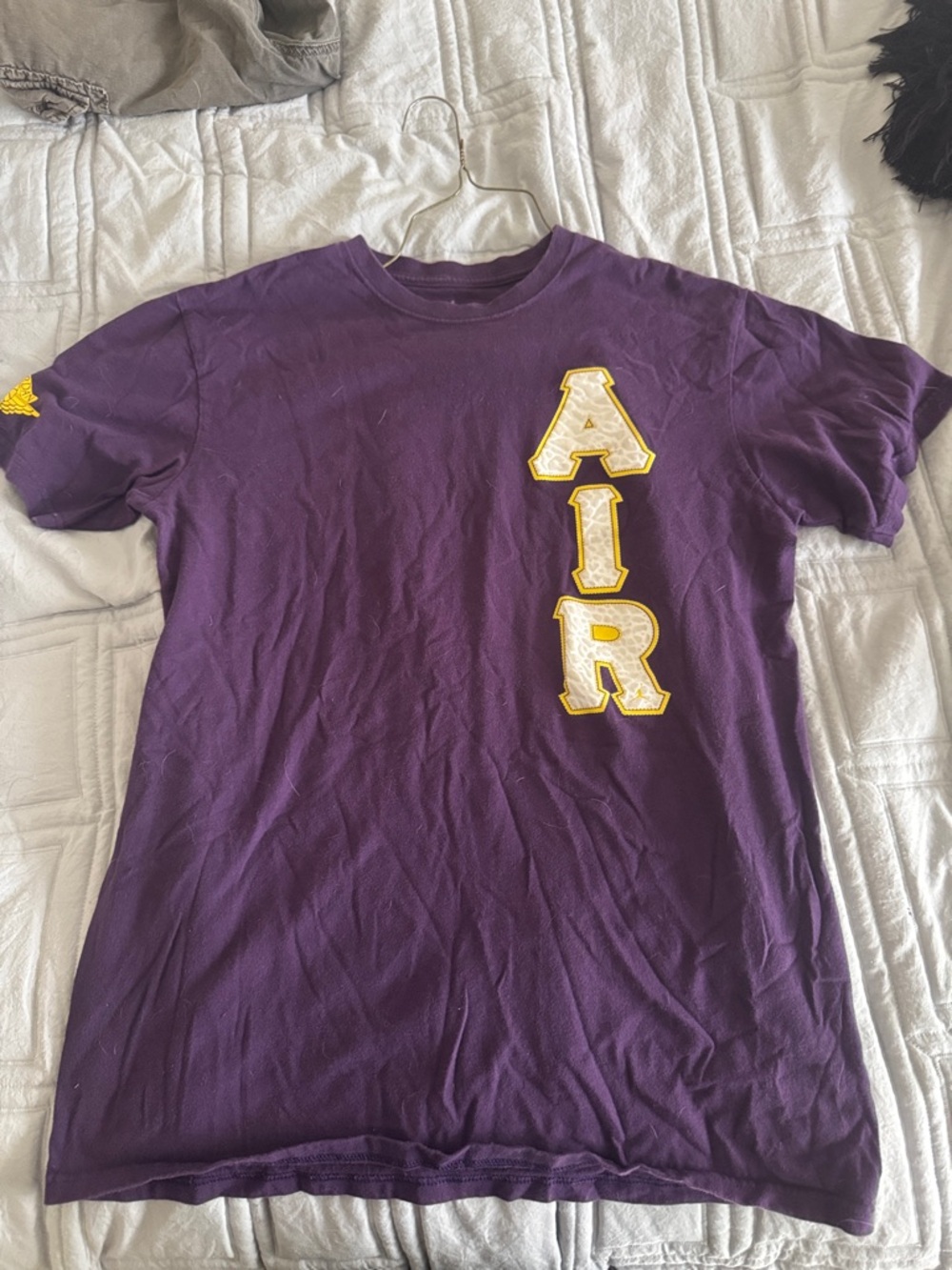 Jordan Kids Purple Tee with Yellow/White 'AIR' Applique